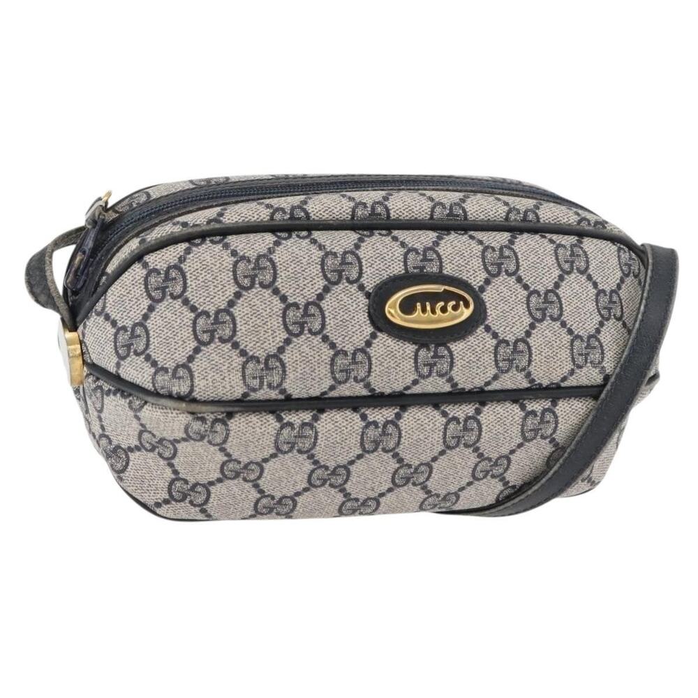 Gucci GG Supreme Shoulder Bag Navy Gold 001 261 Blue